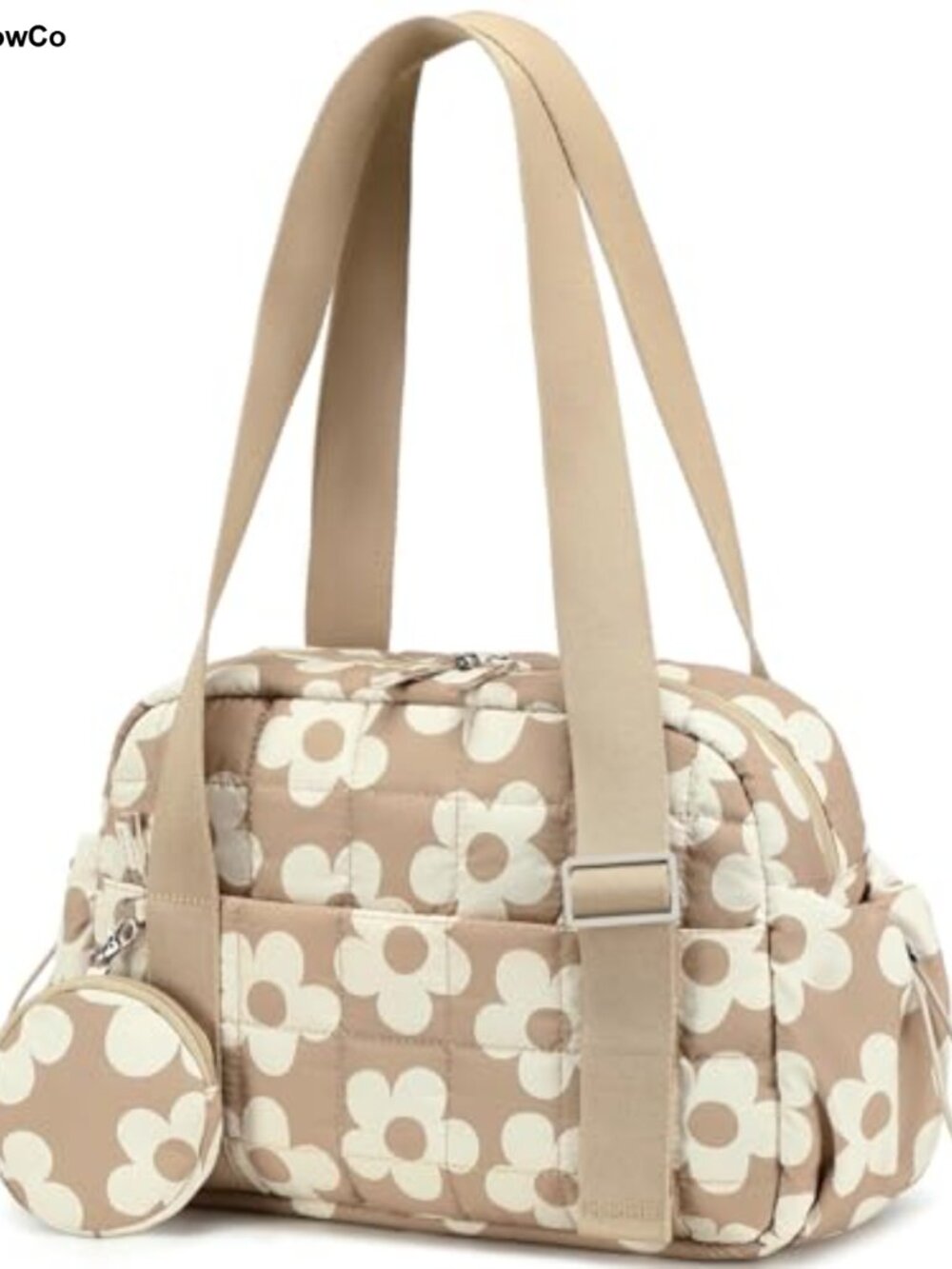 Quilted Puffer Mini Gym Bag Small Sports Duffel with Coin Purse